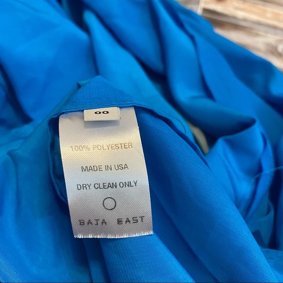 Baja East One Shoulder Draped Bow Blouse Blue 00 - Picture 7 of 7